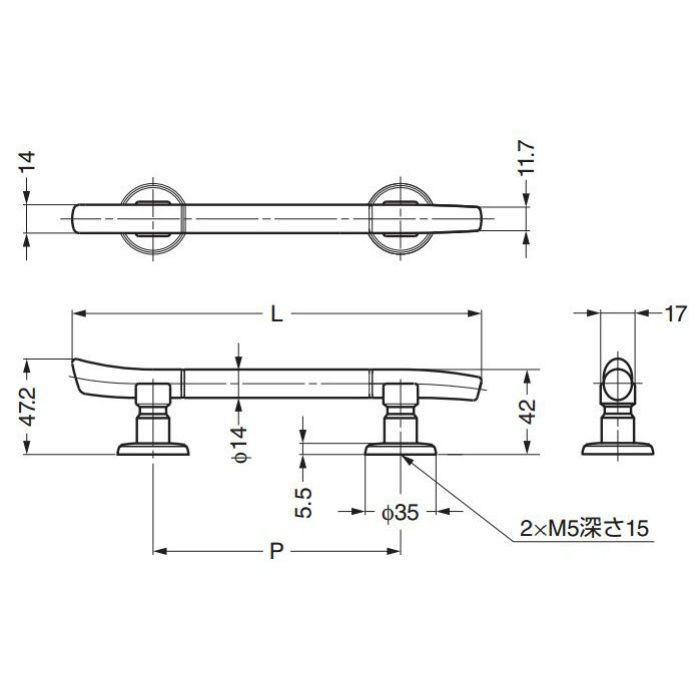 ランプ印たまづさハンドルTMH型丸座のみ TMH-M35 100-010-736