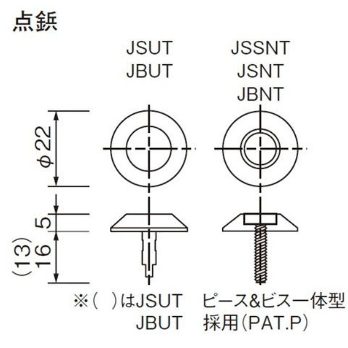 JSN5T-22 J点字鋲（点鋲） ノンスリップピース＋ビス一体型 SUS イエロー【アウンワークス通販】