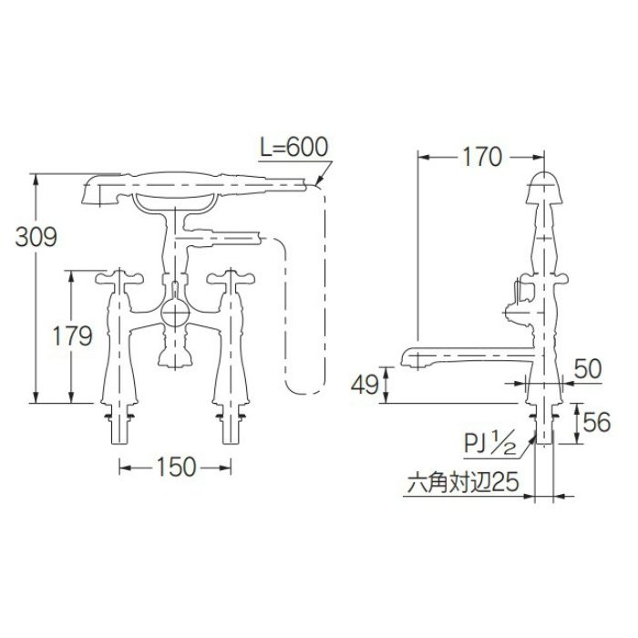 151-220-D 2ハンドル混合栓（シャワーつき） マットブラック