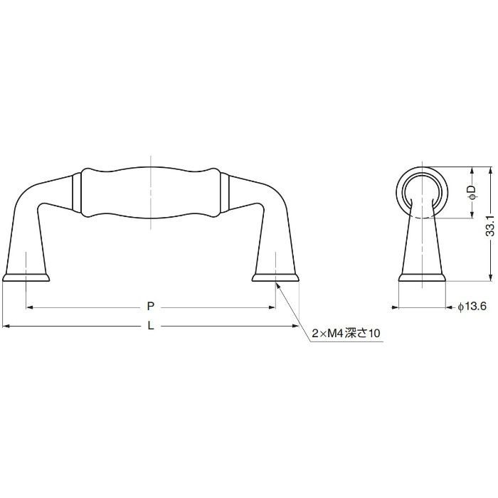 真鍮ハンドルK255型 K255-96 100-012-774