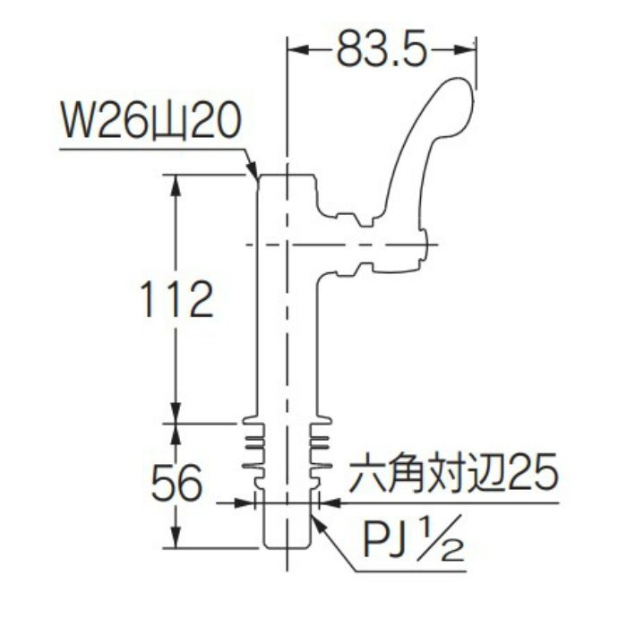 700-795-13L38 厨房用立形自在水栓本体（38ミリ延長） カクダイ