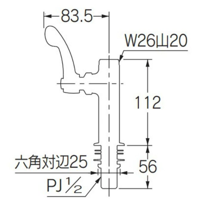 724-795-13L38 厨房用左ハンドル立形自在水栓本体（38ミリ延長）