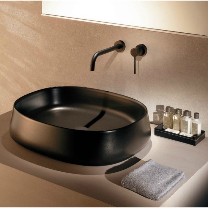 人気ブランドの新作 家電と住設のイークローバーカクダイ丸型洗面器 マットブラック 置型 陶器製 Olympia