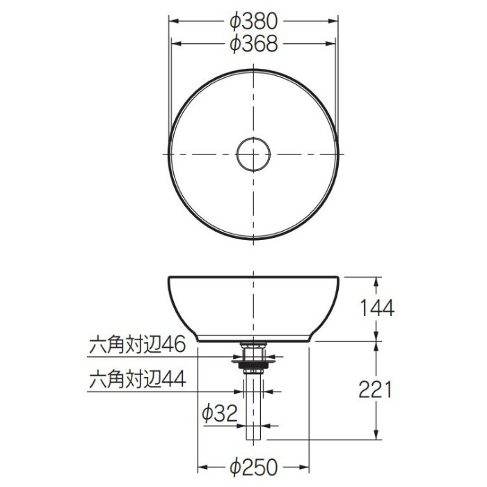 カクダイ 丸型洗面器  マットホワイト 493-128-W - 3