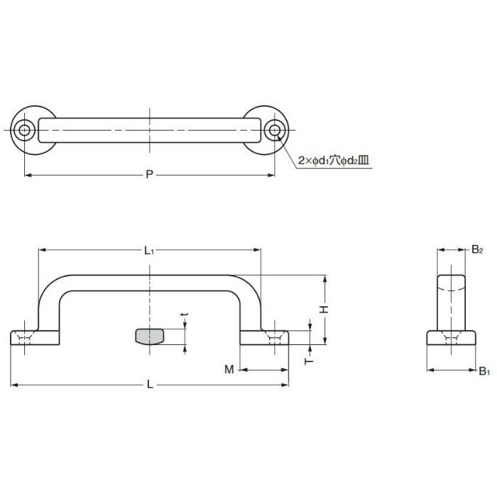 ランプ印ステンレス鋼製フィニッシュハンドルFT型 FT-100 100-012-849