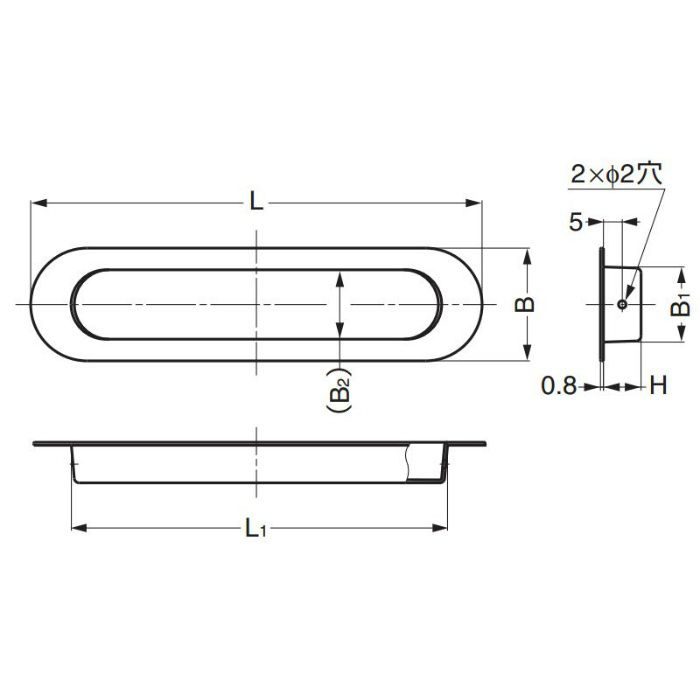 ランプ印ステンレス鋼製戸引手HN型 HN-150SH 100-012-954