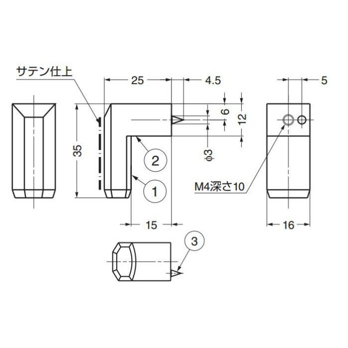 ランプ印ステンレス鋼製つまみCU-L-35 CU-L-35 100-012-824