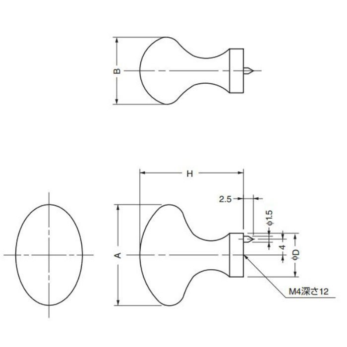 真鍮つまみB671型 B671-30PB 100-012-770