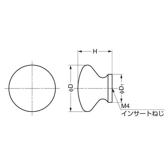 ランプ印白木丸つまみSMT型 SMT38 100-012-011