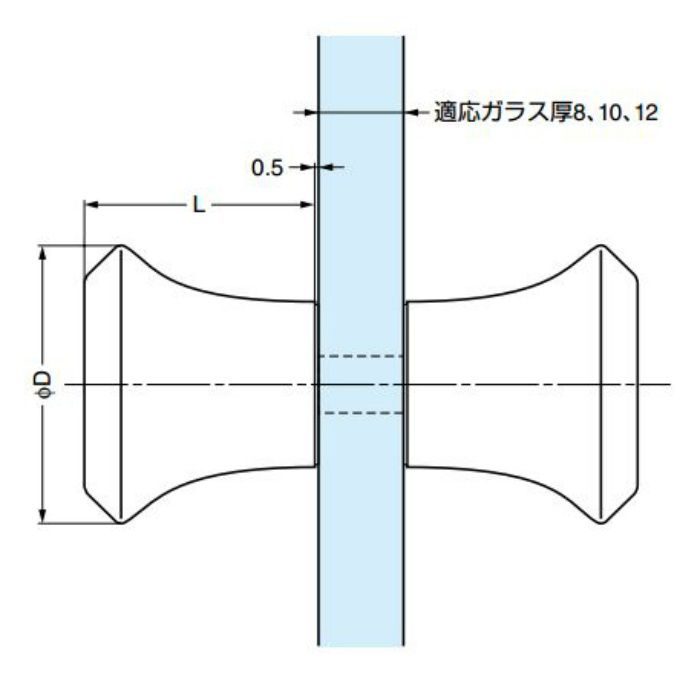 ガラス用つまみDG-BT2型 DG-BT2/30-CR 1セット 100-010-454