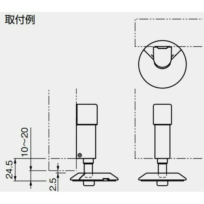 No.457N ドアキーパー（ロック・操作シール付） BC(鏡面クローム)