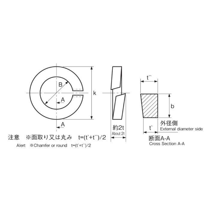M095-0008 MIC 燐青銅スプリングワッシャー ニッケル M8 50個入