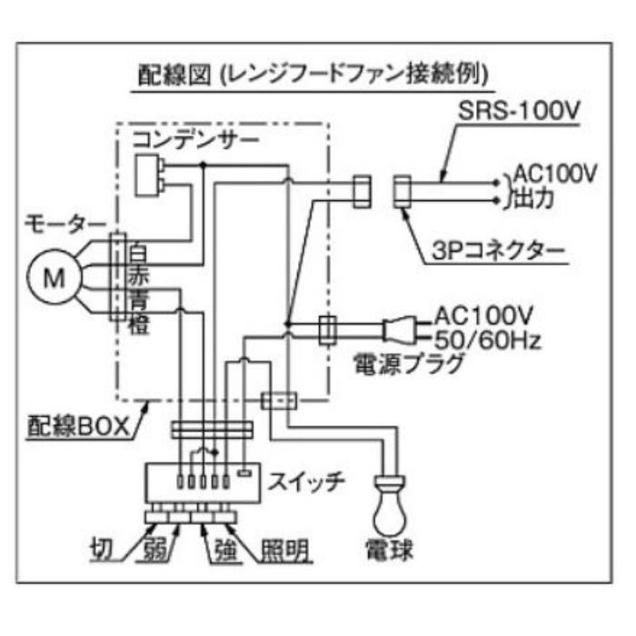 SRS-100V レンジフード市販電動ダンパー連動用出力線