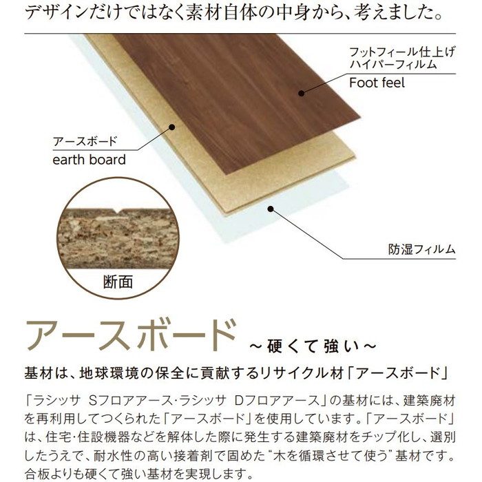 DC-DE2B01-MAFF ラシッサ Dフロアアース 木目タイプ［151］ グレージュエルムF さらっと Foot feel 6枚／ケース