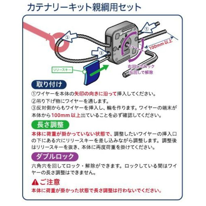 カテナリーキット 線径3mm×長さ3m 1セット×2個（2セット）