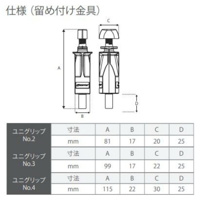 00069156020003 B種耐震用 ユニグリップ＋45度アイレット＋スタンダードブラケット ワイヤ呼び径2mm×3ｍ