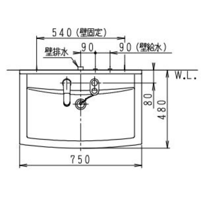 LU752RSJ-20 BW1+LUM7512SLCL リフレスタンド 洗面化粧台セット W750 1面鏡ロング シャワー水栓 くもり止めコート ナチュラル
