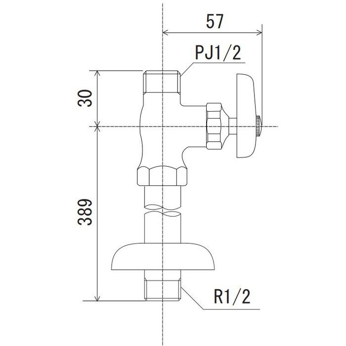 K31-37P2 ストレート形止水栓（給水管362mm） KVK【アウンワークス通販】