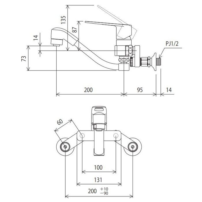 MSK110KZERJFT 寒冷地用楽締めソケット付シングルシャワー付混合栓（e