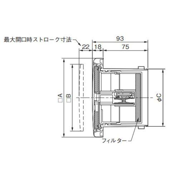 8841PRFK3-SG 換気孔 プッシュ式レジスター断熱密閉型 シルバーグレー