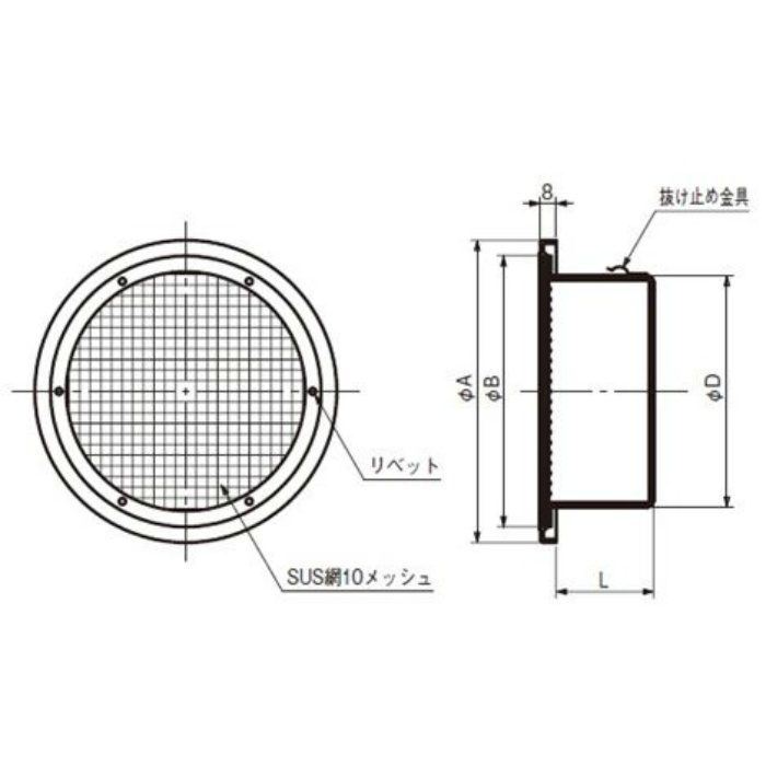 SW50A10M 換気孔 SUSベントキャップ