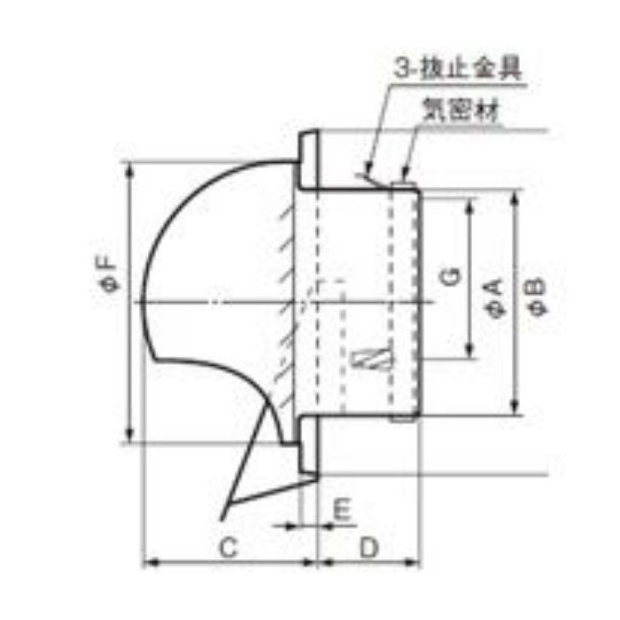換気孔 ミズダスK 150 SB ブラック
