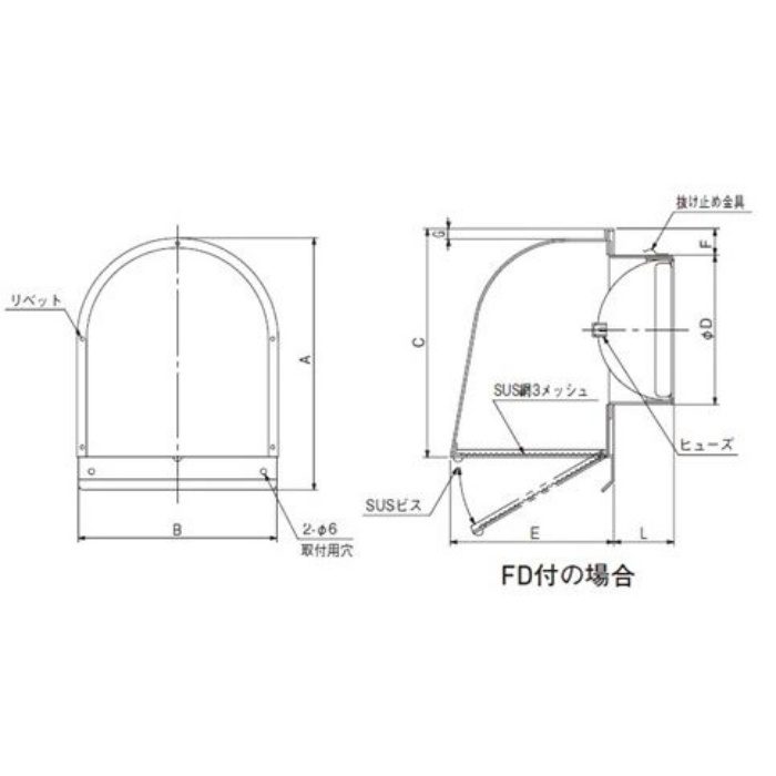 最大69％オフ！ ユニックス FSW100F10MDSP SUS2型フード付メッシュ換気