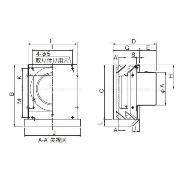 DS-125TED-C 換気孔 エクセレントフード（外風雨侵入対策型） FD付