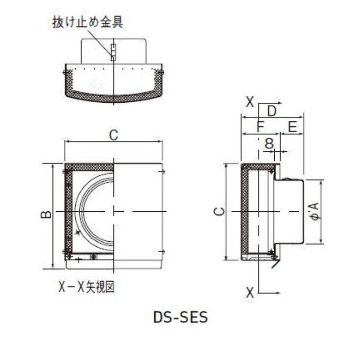 DS-150SES-DP 換気孔 薄型防音フード 網付