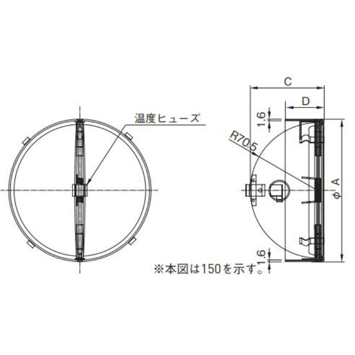 換気孔 防火ダンパー　 FN40薄型100 グレー