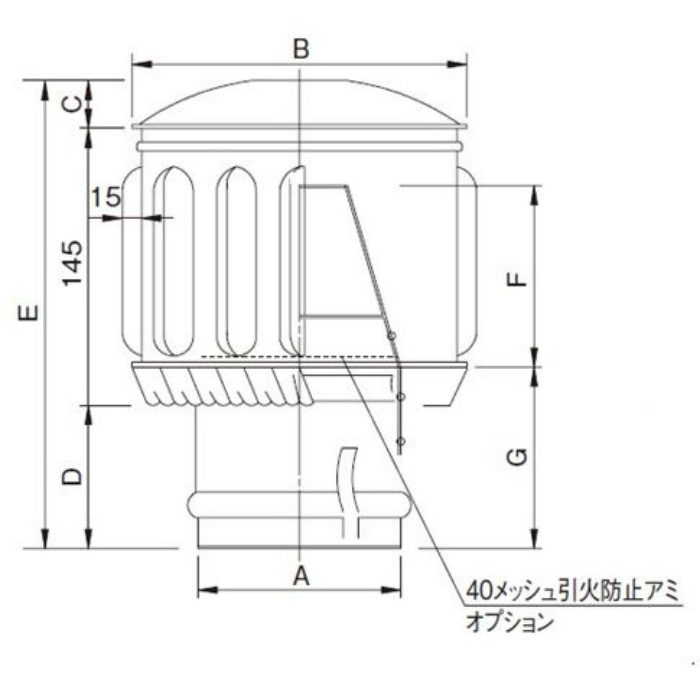 換気孔 SUSベンチレーター回転型 網付 φ106 福西鋳物【アウンワークス