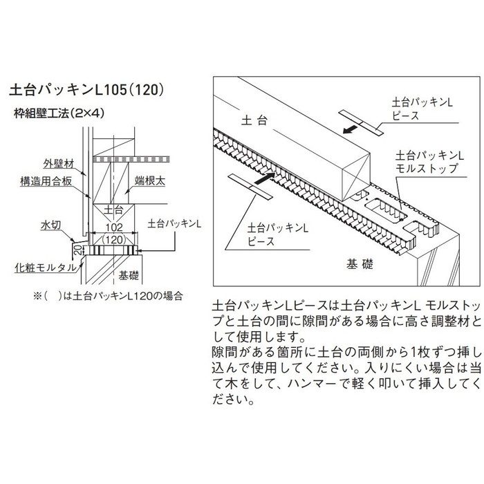 120DPL12 換気孔 土台パッキンL
