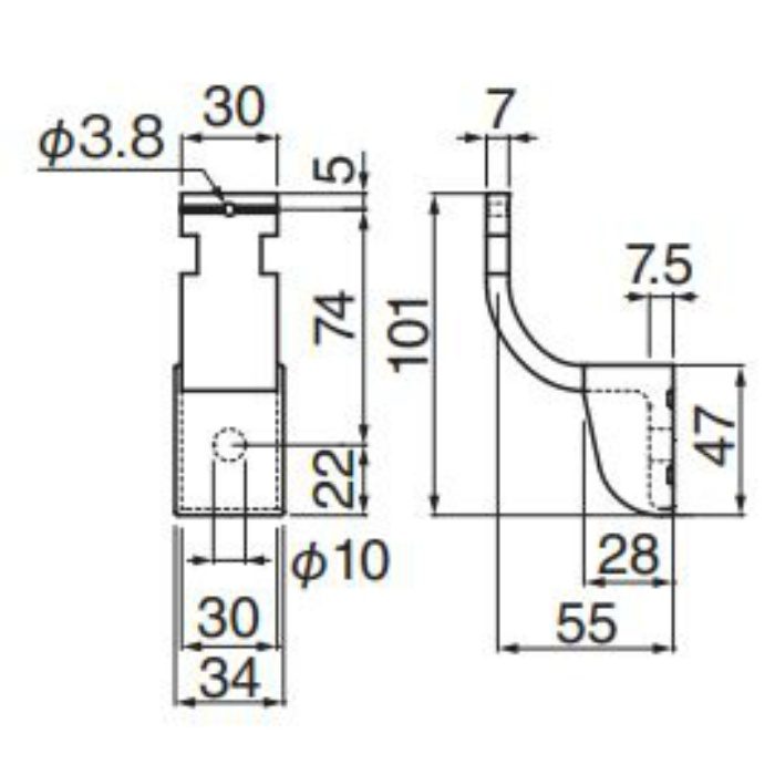 BR-782 スマートブラケットE形 フラット用 7mm シルバー　6ヶ/セット