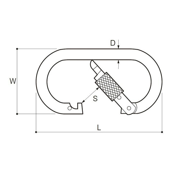 KA10W カラビナダブルストッパー（環付き） 鉄 10mm