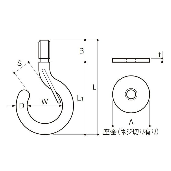 EHB-5 ボルトフック（カットアンカー＜鉄＞付） ステンレス 5.5mm