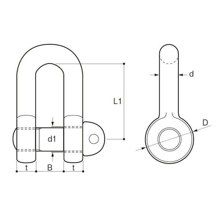 TSC-18 JIS規格シャックル（SC型） 鉄 ユニクロメッキ 鍛造製 18mm