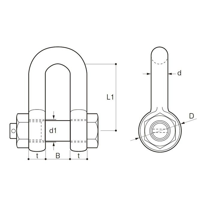 SB-6 JIS規格シャックル（SB型） ステンレス 鍛造製 6mm