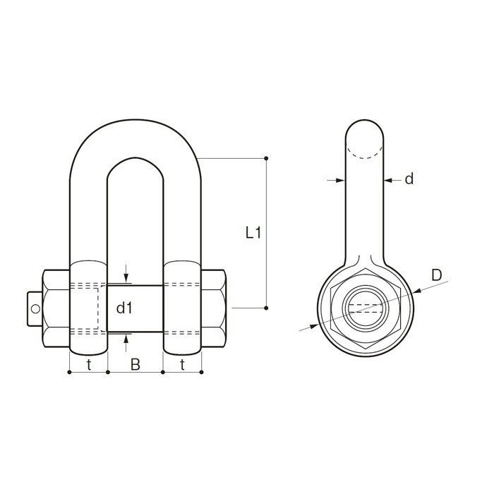 TSB-6 鉄 JIS規格シャックル（SB型） ユニクロメッキ 鍛造製 6mm