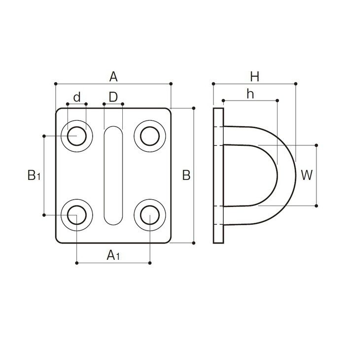 IP-16 アイプレート ステンレス 座ぐりなし（バカ穴タイプ） 16mm
