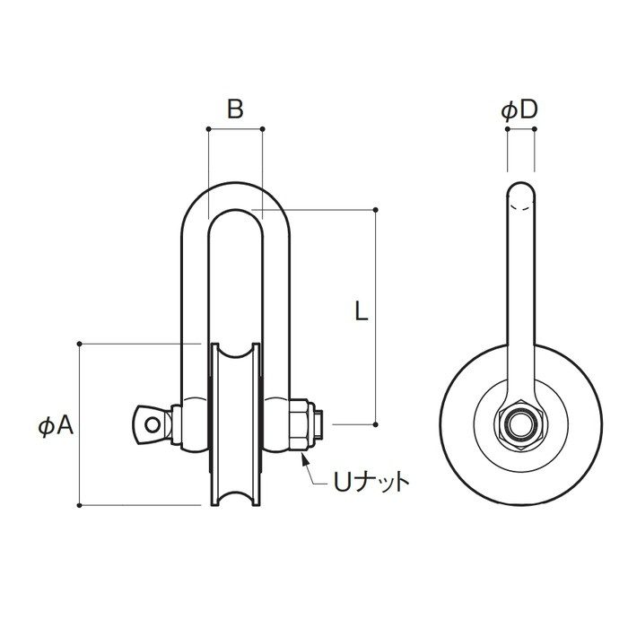 PS-50WS プーリーシャックル （ステンレス・ステンレス巻車） 車径50mm