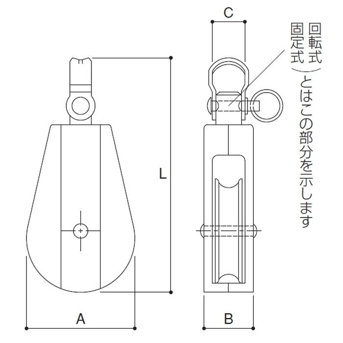 AD-52 Aブロック 1車50mm 回転式 ポリアセタール 滑車 ふじわら