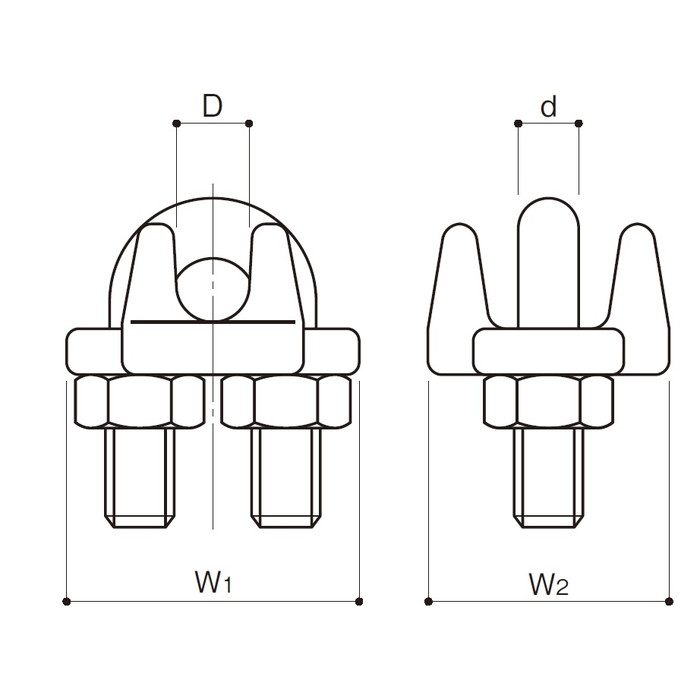 WC-9-316 ワイヤクリップ ステンレス製 SUS316 適合ワイヤ径9mm