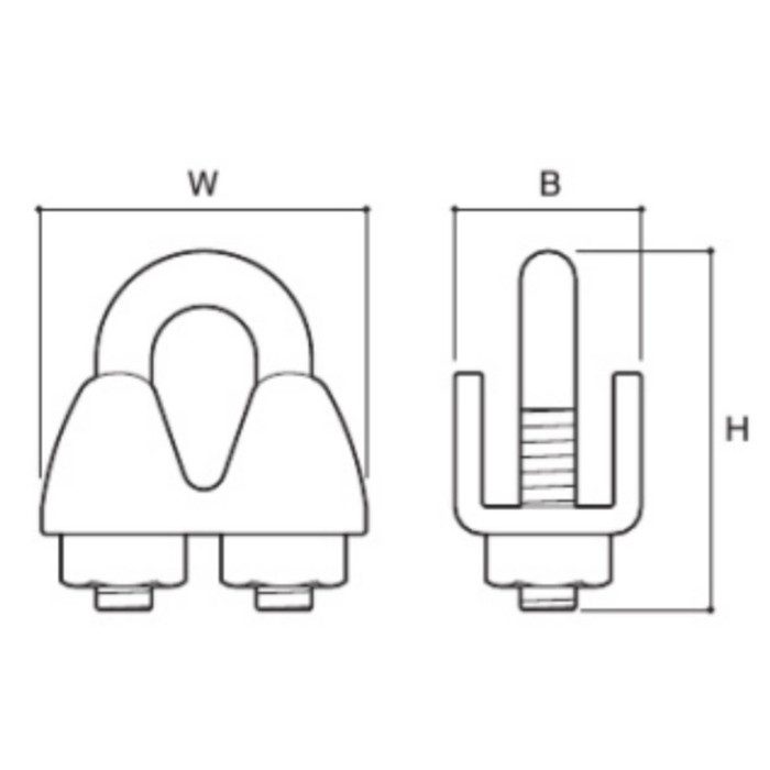 UTW-6 鉄板製ワイヤークリップ ユニクロメッキ 適合ワイヤ径6mm