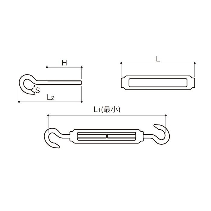 TB-F20-316 ターンバックル（フック） SUS316 ネジ径M20 ふじわら