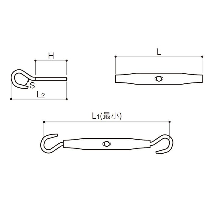 PTB-F16 パイプターンバックル（フック） SUS304 ネジ径W5／8 ふじわら