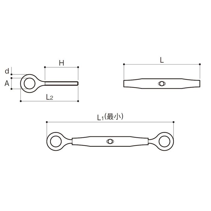 PTB-O16 パイプターンバックル（オーフ） SUS304 ネジ径W5／8 ふじわら