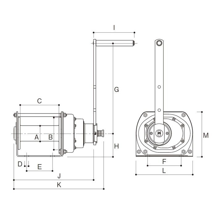 PSW-950N ウインチ（PSWシリーズ 回転式） 最大荷重：ドラム1層目950kg・最外層6層目550kg