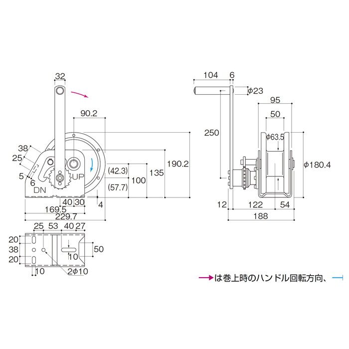HD-300 ウインチ（HDシリーズ 回転式） 容量300kg