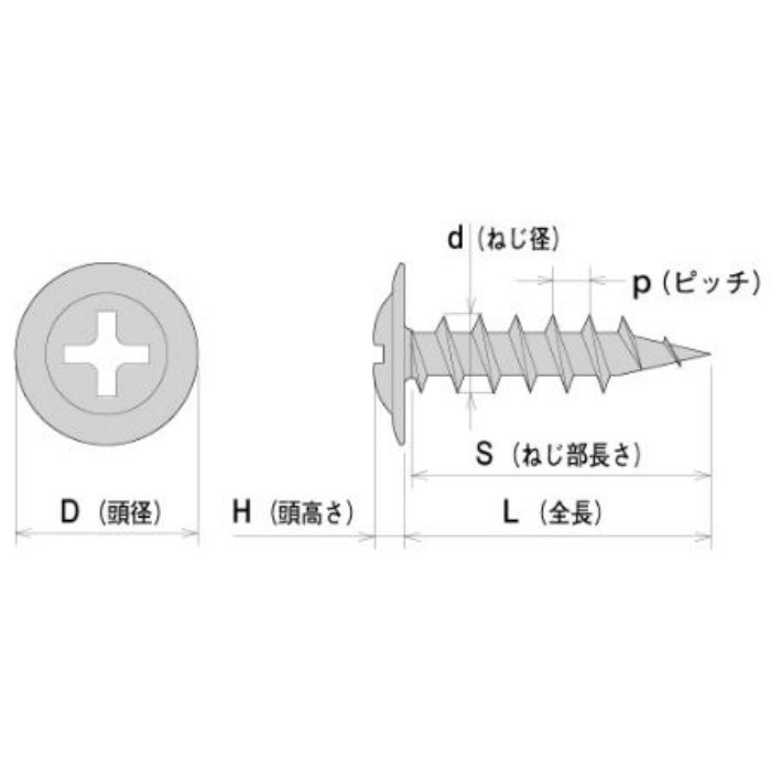 L75 ドライウォールスクリュー モドトラス（シンワッシャー） 三価ユニクロ 4.2×75 100本入