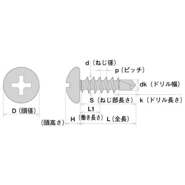 PJA13 ジャックポイント ナベ 三価ユニクロ 3.5×13 1500本入